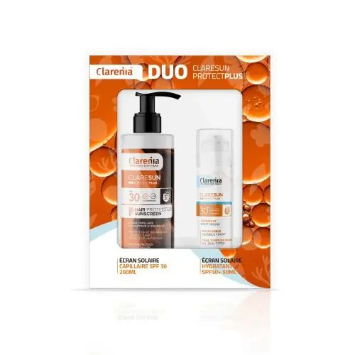 CLARENIA COFFRET SOLAIRE DUO CLARESUN HYD FINI INV SPF50+ ECRAN CAPILLAIRE -40%