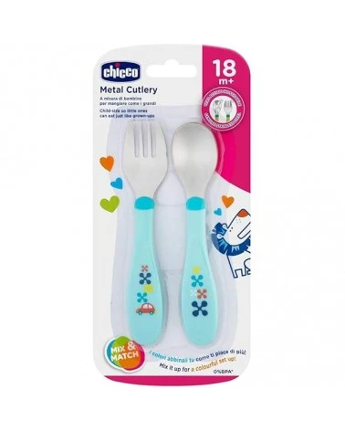 CHICCO COUVERTS EN METAL BLEU 18M+