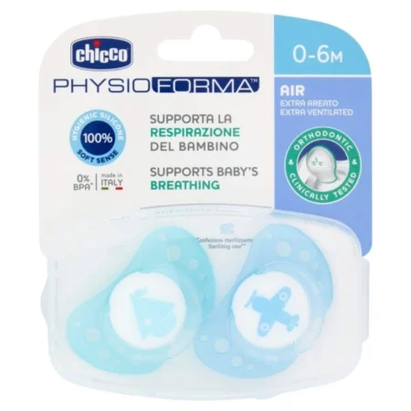 CHICCO SUCETTE PHYSIO AIR BLEU 0-6M 2PCS 8747