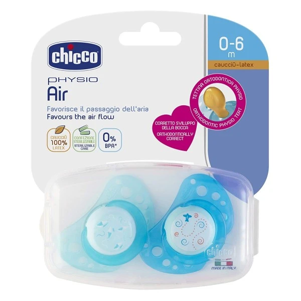 CHICCO SUCETTE PHYSIO AIR BLEU 0-6M 2PCS 8747 – Image 2