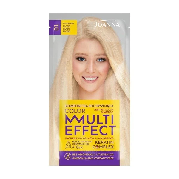 JOANNA MULTI EFFECT COLOR SHAMPOO 01 SANDY BLOND 35G – Image 3