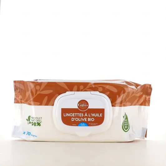 GIFRER LINGETTES BEBE A L'HUILE D'OLIVE B/70 – Image 2