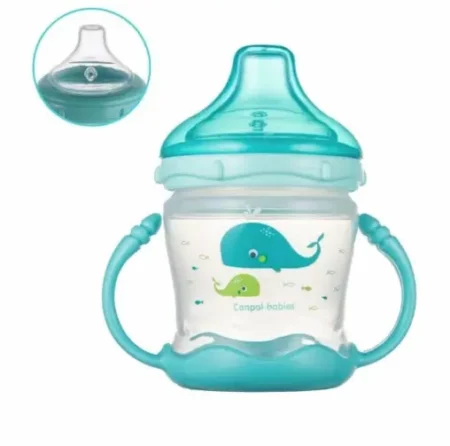CANPOL TASSE D'APPRENTI BLEU SWEETS FUN A ANSES BEC SILIC 180ML 57/300