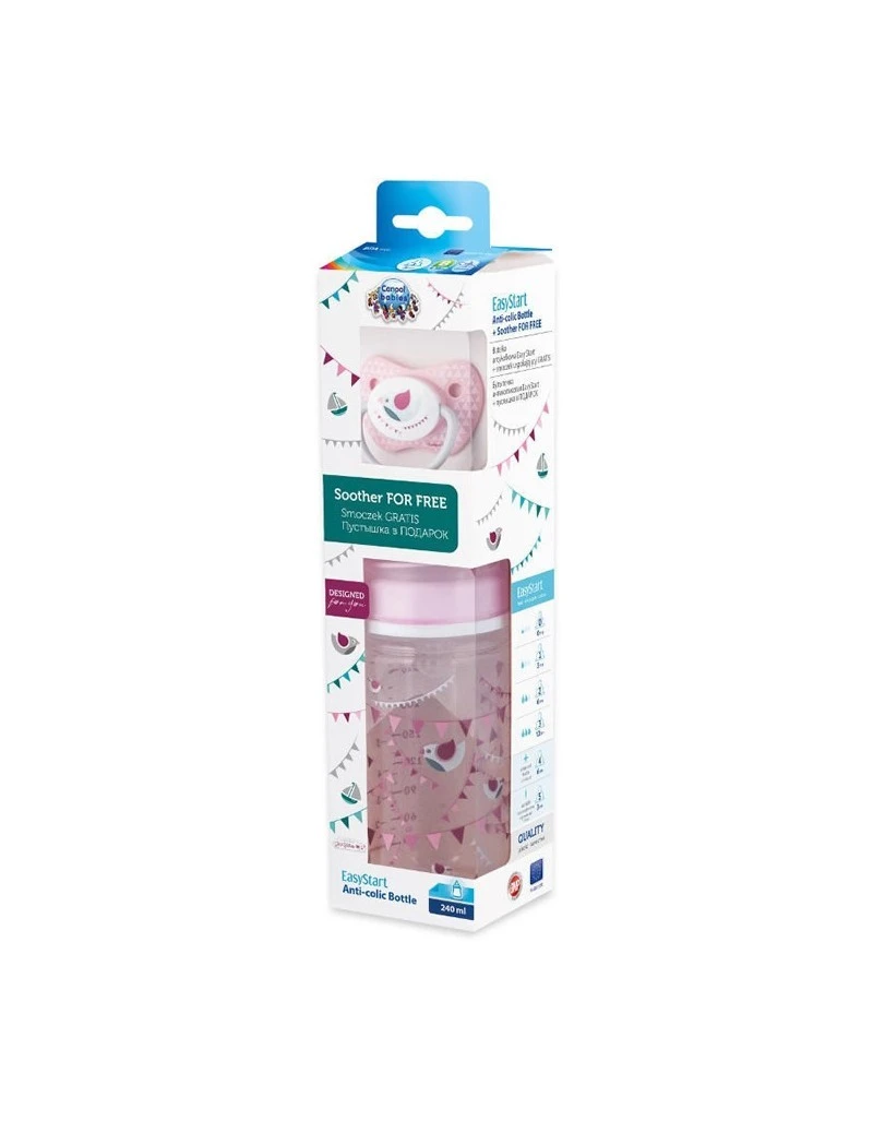 CANPOL SET BIB PP COL LARGE 240ML +SUCETTE ORTHO 6-18M 0164 BLEU