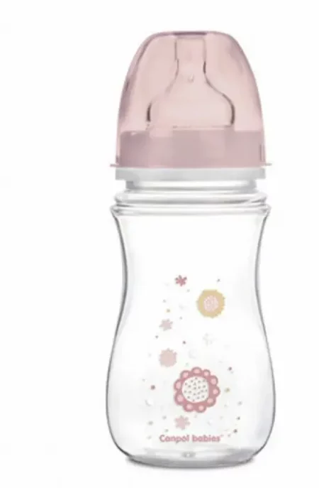 CANPOL SET BIB PP COL LARGE 240ML + SUCETTE ORTHO 6-18M ROSE