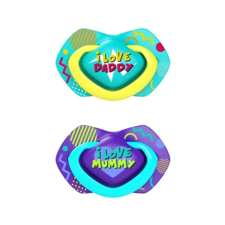 CANPOL 2 SUCETTES UNIVERSELLES NEON LOVE BLEU 6-18M 22/653