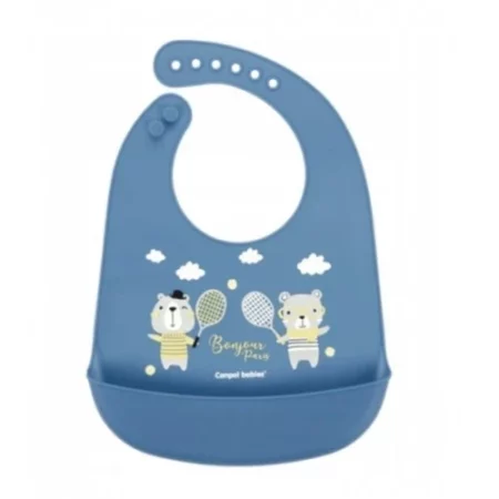 CANPOL BAVOIR SILICONE AVEC POCHE BLEU 74/027