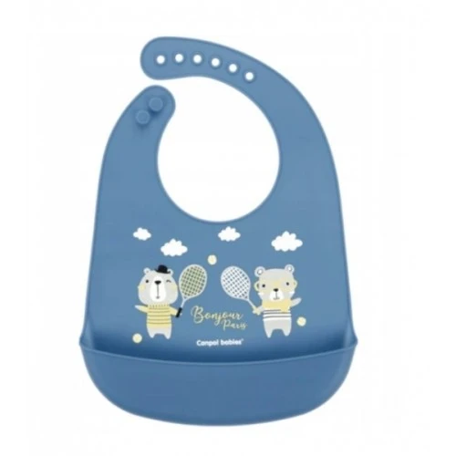CANPOL BAVOIR SILICONE AVEC POCHE BLEU 74/027