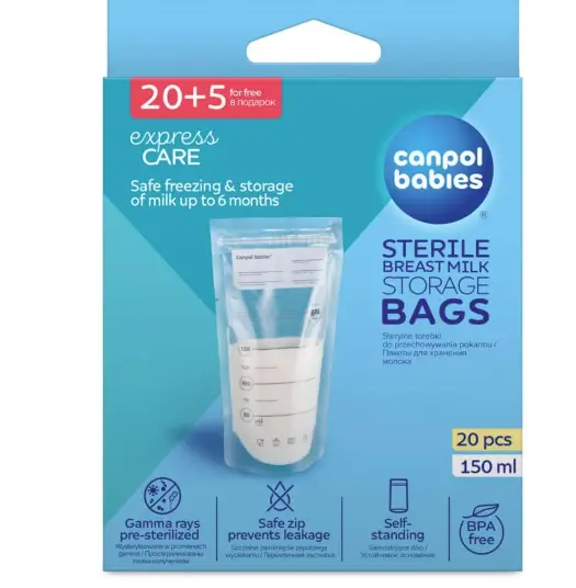 CANPOL 25 SACS DE CONGELATION STERILES LAIT MATERNEL 150ML 70/001