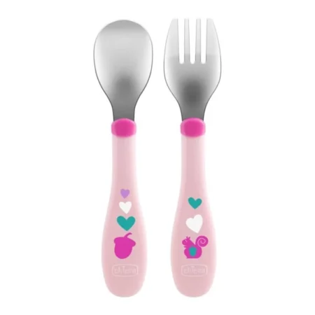 CHICCO COUVERTS EN METAL ROSE 18M+
