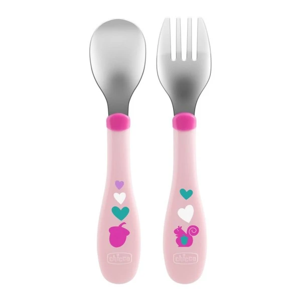 CHICCO COUVERTS EN METAL ROSE 18M+