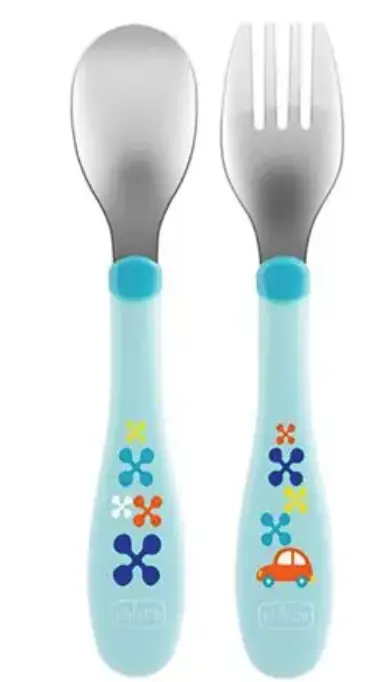 CHICCO COUVERTS EN METAL BLEU 18M+