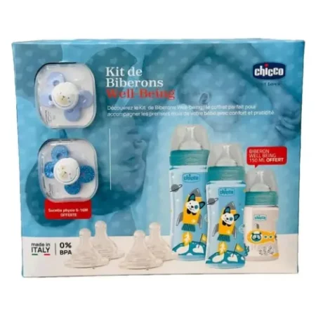 CHICCO COFFRET BIB WELL BEING BLEU 7 ARTICLES